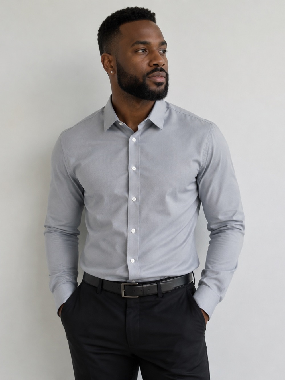 Tom Baine Button Slim Fit Long Sleeve Performance Stretch Shirt Size S 14/14.5